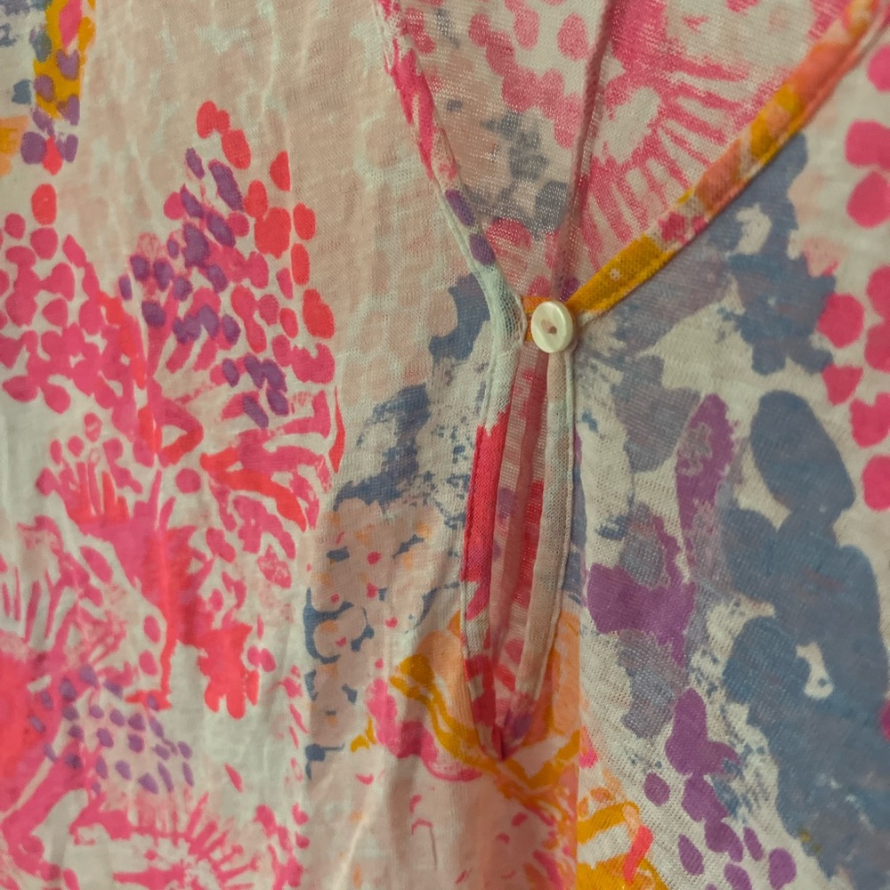Lilly Pulitzer Balleta Linen Coverup Bohemian Beach Batwing Starfish Size XS - Picture 7 of 9